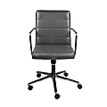 Eurostyle Leander Faux Leather Low-Back Office Chair, Brushed Nickel/Gray
