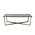 Eurostyle Llona Coffee Table, 15-1/2”H x 47”W x 27-1/2”D, Silver/Black Marble