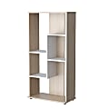 Inval Tall Wood 48"H 6-Shelf Standard Bookcase With Open Space, Sand Oak/White