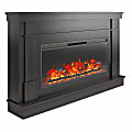 Ameriwood Home Elmcroft Wide Mantel With Linear Electric Fireplace, 37-13/16”H x 64”W x 10-15/16”D, Black Oak