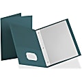 Oxford Twin Pocket 3-hole Fastener Folders - Letter - 8 1/2" x 11" Sheet Size - 135 Sheet Capacity - 3 x Tang Fastener(s) - 2 Inside Front & Back Pocket(s) - Leatherette Paper - Teal - Recycled - 25 / Box