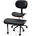 Bestier Ergonomic Faux Leather Mid-Back Cross Legged Office Task Chair With Wheels, Black 1 thumbnail image
