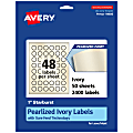 Avery® Pearlized Permanent Labels With Sure Feed®, 94606-PIP50, Starburst, 1", Ivory, Pack Of 2,400 Labels