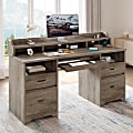 Bestier 60"W Computer Desk With Keyboard Tray And Power Outlet, Gray 1 thumbnail image