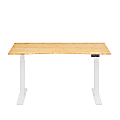 FlexiSpot E7 Commercial 60"W Electric Adjustable Height Standing Desk, Curved Bamboo Top/White Base 1 thumbnail image