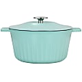 Martha Stewart Enameled Cast Iron Embossed Dutch Oven, 3 Qt, Turquoise