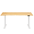 FlexiSpot E7 Commercial 72"W Electric Adjustable Height Standing Desk, Curved Bamboo Top/White Base 1 thumbnail image