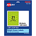 Avery® Print-To-The-Edge Labels With Sure Feed® Technology And Easy Peel®, 94054-BGP80, Oval, 1-1/8" x 2-1/4", Matte Bright Green, Pack of 1680 1 thumbnail image
