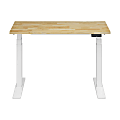 FlexiSpot E7 Commercial 48"W Electric Adjustable Height Standing Desk, Rubber Wood Top/White Base 1 thumbnail image