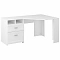 Bush Business Furniture Wheaton 60"W Reversible Corner Desk With Storage, Pure White, Standard Delivery