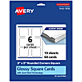 Avery® Printable Note Cards With Sure Feed® Technology, 3" x 3" Square Rounded Corners, Glossy White, Pack Of 60 1 thumbnail image