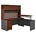 Bush Business Furniture Components 72"W 3 Position Sit to Stand L Shaped Desk with Hutch and Mobile File Cabinet, Hansen Cherry/Graphite Gray, Standard Delivery