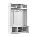 Bush Furniture Hampton Heights Entryway Storage Set With 48"W Hall Tree And Shoe Bench, White, Standard Delivery 1 thumbnail image