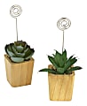 Office Depot® Photo Holders With Succulents, 5-1/2"H x 4-5/8"W x 2-1/2"D, Green, Pack Of 2 Holders