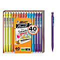 BIC Xtra Smooth Mechanical Pencils, Bright Edition, No. 2, Medium Point, 0.7 mm, Assorted Bright Barrels, Pack Of 40 Pencils