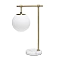 Lalia Home Studio Loft Globe Table Lamp, 21"H, White/Antique Brass/Marble