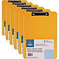 Business Source Flat Clip Clipboard - 9" x 12" Sheet Size - Plastic - Neon Orange - 6 / Bundle 1 thumbnail image