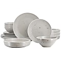 Elama Emilia 16-Piece Assorted Double Bowl Stoneware Dinnerware Set, Light Gray 1 thumbnail image