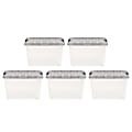 Iris® Stack & Pull™ Storage Boxes, 10 Gallon, Clear/Gray, Set Of 5 Boxes 1 thumbnail image
