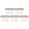Iris® Stack & Pull™ Storage Boxes, 10 Gallon, Clear/Gray, Set Of 5 Boxes 1 thumbnail image