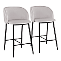 LumiSource Fran Pleated Fixed-Height Counter Stools, Silver/Black, Set Of 2 Stools