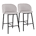 LumiSource Fran Pleated Fixed-Height Counter Stools, Silver/Black, Set Of 2 Stools 1 thumbnail image