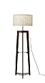 Adesso® Henderson Shelf Floor Lamp, 60"H, Natural Shade/Walnut Ash Base