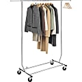 Whitmor Folding Garment Rack, 70.50"H x 73"W x 22"D, Durable, Lightweight, Built-in Wheels, Adjustable, Chrome, Steel 1 thumbnail image