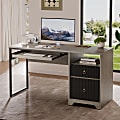 Bestier 56"W Writing Desk With Storage Drawer And Keyboard Tray, Gray 1 thumbnail image