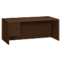 HON® 10500 Series Left Pedestal Desk With Box And File Drawers, 72" x 36", Mocha
