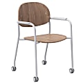 KFI Studios Tioga Guest Chair With Arms And Casters, Beech/Silver