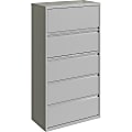 Lorell® 36"W Lateral 5-Drawer File Cabinet, Metal, Silver