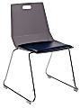 National Public Seating LuvraFlex Polypropylene Stacking Chairs, Charcoal/Blue Padded/Chrome, Pack Of 4 Chairs 1 thumbnail image