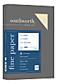 Southworth® 25% Cotton Linen Business Multi-Use Print & Copy Paper, Letter Size (8 1/2" x 11"), 32 Lb, 55% Recycled, FSC® Certified, Ivory, Box Of 250