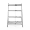 Ameriwood Home Ladder Metal Bookcases, 60"H, 4-Shelves Per Bookcase, White, Set Of 2 Bookcases
