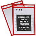 C-Line Hanging Strap Shop Ticket Holder - Support 6" x 9" Media - Red, Clear - 25 / Box 1 thumbnail image