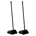 Gritt Commercial Plastic Open-Lid Lobby Dust Pans, 35” x 10-7/16”, Black, Pack Of 2 Pans