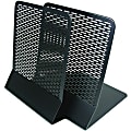 Artistic (2) Urban Collection Punched Metal Bookends (Pair), Black - 6.5" Height x 5.5" Width x 6.5" Depth - Scratch Resistant - Black - Steel - 2 Pack 1 thumbnail image