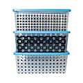 Office Depot® Brand In Mold Label Plastic Storage Containers, 16 3/4" x 11" x 6 1/2", Geometric Design, Case Of 3