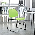Flash Furniture HERCULES Plastic Ultra-Compact Stack Chair, Green/Black