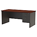WorkPro® Modular 66”W Right-Pedestal Computer Desk, Charcoal/Mahogany