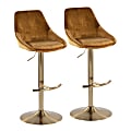 LumiSource Diana Adjustable Bar Stools With Rounded T Footrests, Yellow/Gold, Set Of 2 Stools