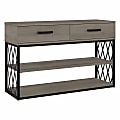 kathy ireland® Home by Bush® Furniture City Park Industrial Console Table With Drawers And Shelves, Driftwood Gray, Standard Delivery