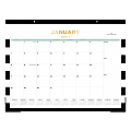 2024 Day Designer Rugby Stripe Monthly Desk Pad Planning Calendar, 22" x 17", Black, January to December