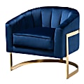 Baxton Studio 9264 Glam Lounge Chair, Dark Royal Blue 1 thumbnail image