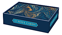 Punch Studio Decorative Note Cards With Envelopes, 3-1/2" x 5", Navy Marble, Pack Of 12 Cards 1 thumbnail image