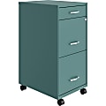 LYS SOHO Mobile File Cabinet - 14.3" x 18" x 29.5" - 3 x Drawer(s) for File, Accessories - Letter - Vertical - Glide Suspension, Locking Drawer, Recessed Handle, Mobility, Casters - Teal - Baked Enamel - Steel - Recycled