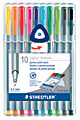 Staedtler® Triplus Fineliner Porous Point Pens, Fine Point, 0.3 mm, Gray Barrel, Assorted Ink Colors, Pack Of 10 1 thumbnail image