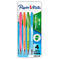 Paper Mate FlexGrip Ultra Retractable Ballpoint Pens, Medium Point, 1.0 mm, 36% Recycled, Assorted Barrel Colors, Black Ink, Pack Of 4 Pens
