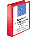 Business Source Red D-ring Binder - 2" Binder Capacity - Letter - 8 1/2" x 11" Sheet Size - D-Ring Fastener(s) - 4 Pocket(s) - Polypropylene - Red - 1 Each